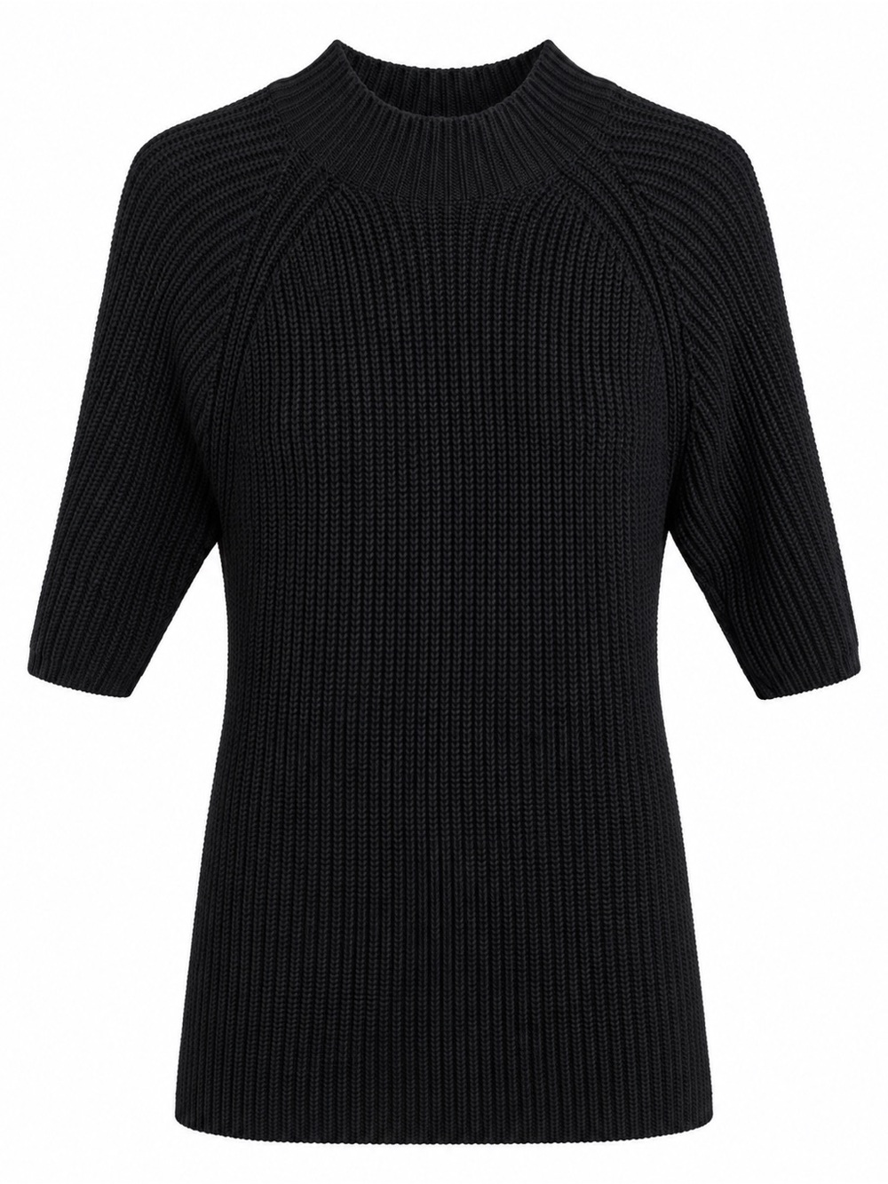 Michael Kors Black Ribbed Knit Sweater Top Women’s L Mock Neck 3/4 Sleeve